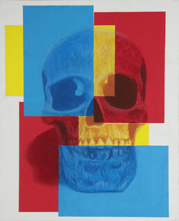 Primary Colored Skull, pastel on paper, 18 x 24 in.