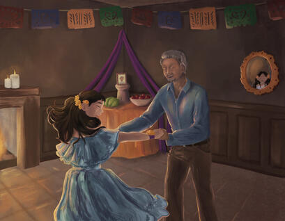 Bailando en Este Momento, digital painting, 5400 x 2400 px